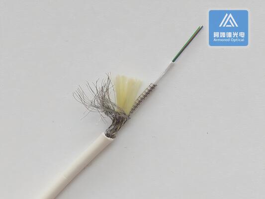 4 Cores  Armored Fiber Optical Cable  White LSZH 3.0mm Cable Assembly